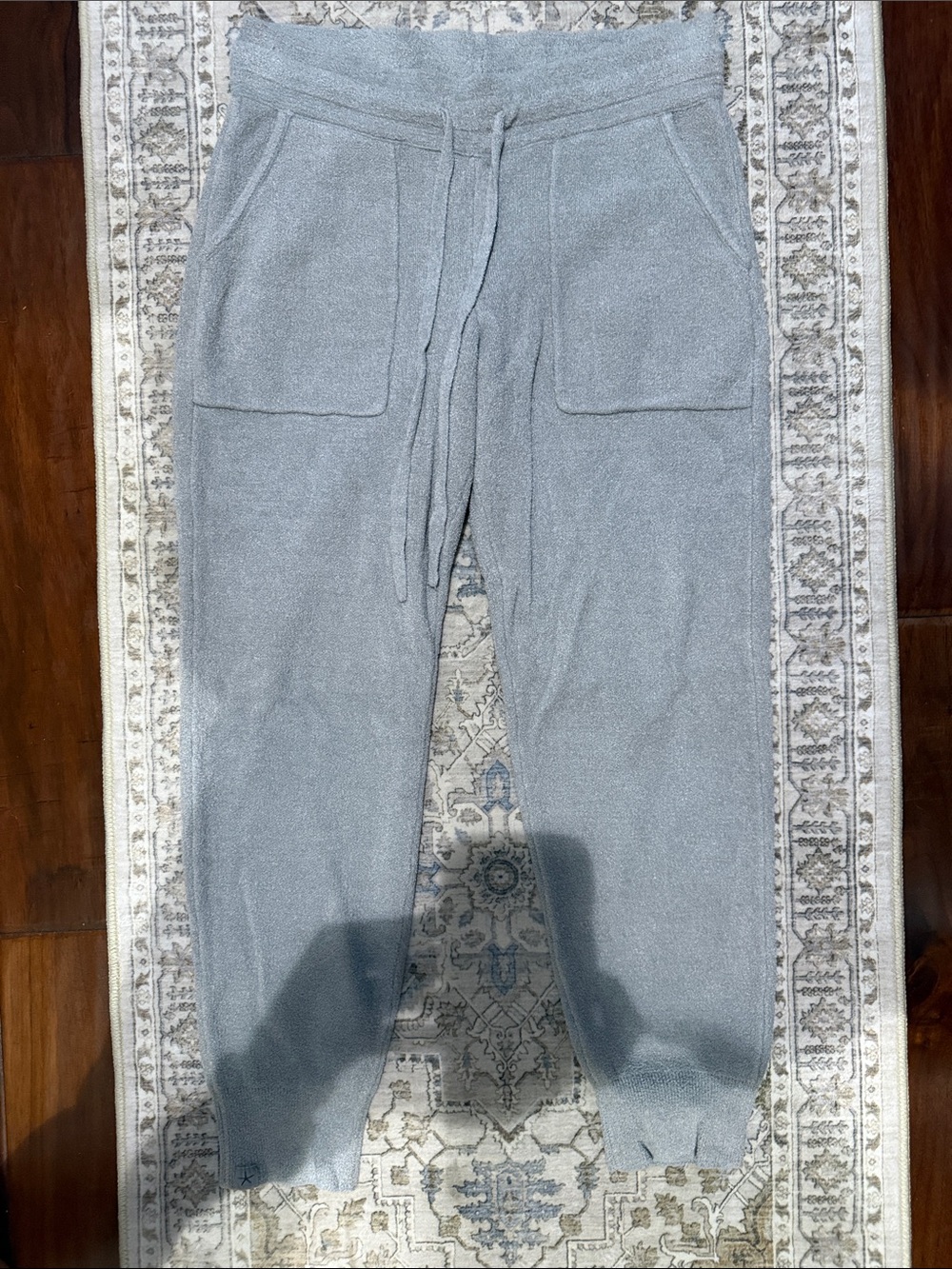 Barefoot Dreams Grey Terry Knit Joggers with Drawstring Waist